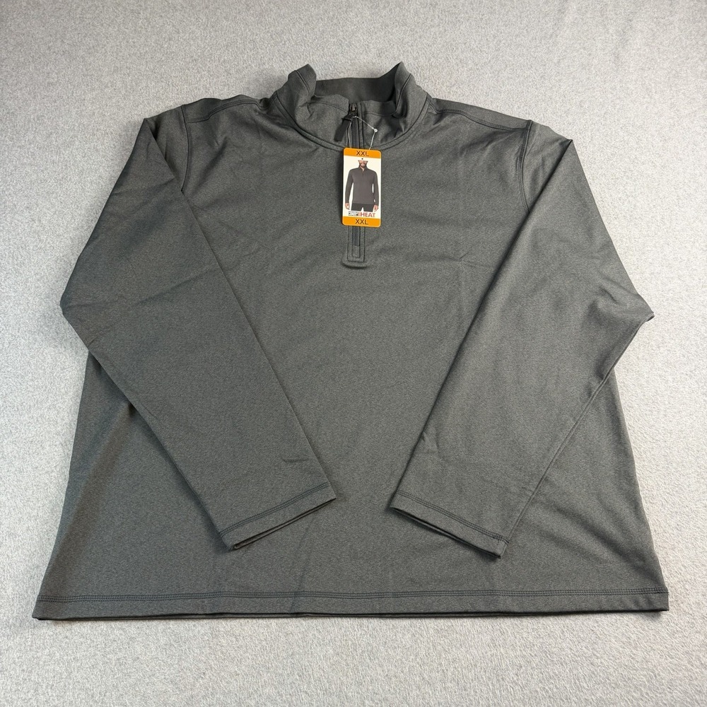 32 Degrees Heat Mens XXL Quarter Zip Pullover Fleece Charcoal Gray Stretch NWT